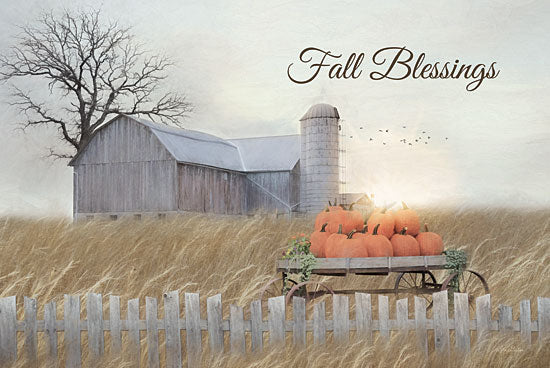 Lori Deiter LD1879 - LD1879 - Fall Blessings   - 18x12 Fall Blessings, Farm, Barn, Pumpkins, Wagon, Wheat, Field, Signs, Autumn from Penny Lane
