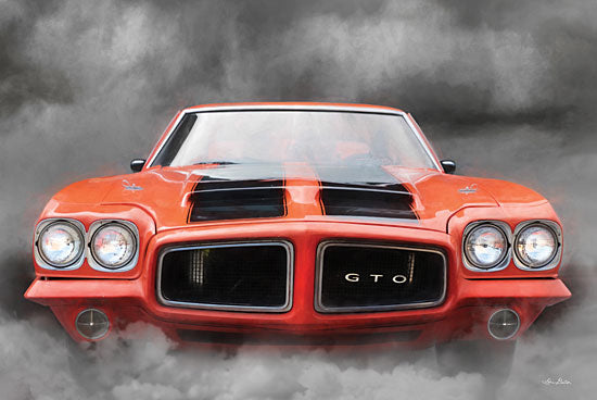 Lori Deiter LD1917 - LD1917 - Burn Out - 18x12 Car, Pontiac GTO, Orange and Black Car, Smoke, Masculine from Penny Lane