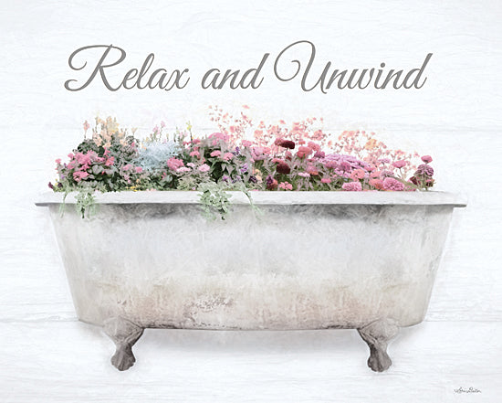 Lori Deiter LD1947 - LD1947 - Relax & Unwind - 16x12 Relax & Unwind, Bath, Bathtub, Flowers, Pink Flowers from Penny Lane