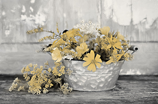 Lori Deiter LD2000 - LD2000 - Gold Wildflowers I      - 18x12 Flowers, Yellow Flowers, Wildflowers, Galvanized Pail, Still Life, Country from Penny Lane