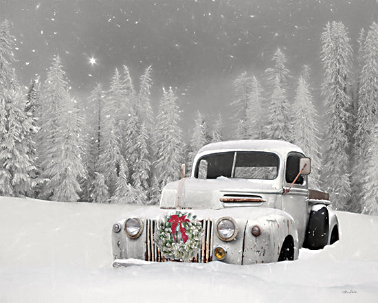 Lori Deiter LD2037 - LD2037 - Tis the Season - 16x12 Truck, Winter, Snow, Wreath, White Truck, Holidays, Winter from Penny Lane