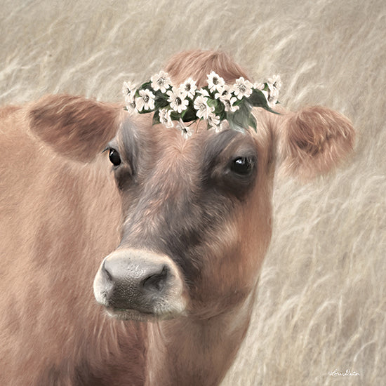 Lori Deiter LD2108 - LD2108 - Floral Cow II - 12x12 Cow, Farm Animal, Floral Crown, Flowers, Field from Penny Lane