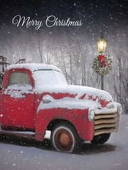 LD2145 - Snowy Red Chevy at Night  - 12x16