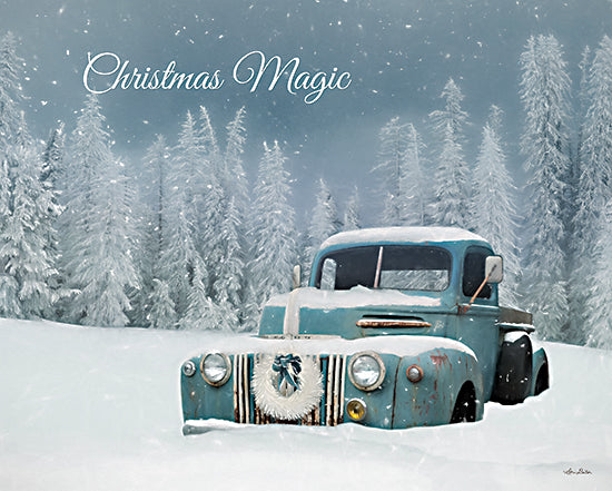 Lori Deiter LD2147 - LD2147 - Christmas Magic   - 16x12 Christmas Magic, Blue Truck, Truck, Ford, Christmas, Holidays, Wreath, Trees, Winter from Penny Lane