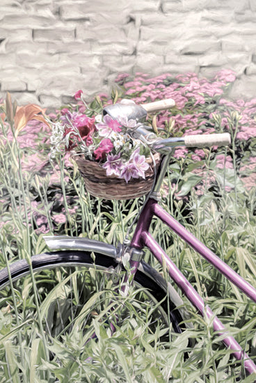 Lori Deiter LD2190 - LD2190 - Blooming Beauty - 12x18 Bike, Flowers, Basket, Brick Wall, Photography from Penny Lane