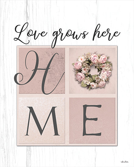 Lori Deiter LD2219 - LD2219 - Love Grows Here Home - 12x16 Home, Love Grows Here, Block Letters, Wreath, Peony Flowers, Signs from Penny Lane