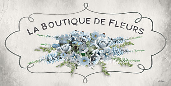 Lori Deiter LD2344 - LD2344 - La Boutique Blue  - 18x9 La Foutique de Fleurs, French, The Flower Shop, Flowers, Greenery, Blue Flowers, Typography, Signs from Penny Lane