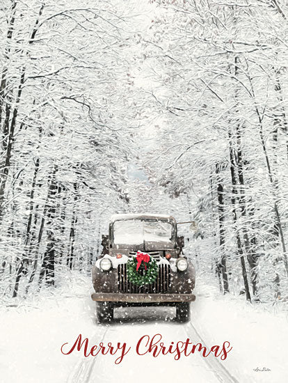 Lori Deiter LD2413 - LD2413 - Christmas Snowy Lane - 12x16 Holidays, Merry Christmas, Truck, Wreath, Road, Trees, Winter, Snow from Penny Lane