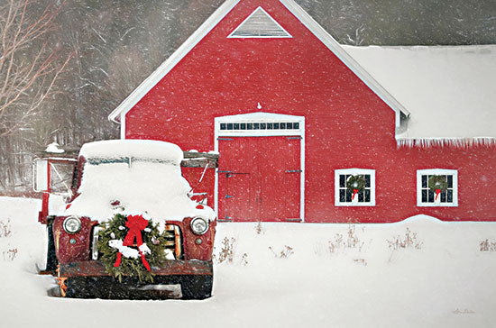 Lori Deiter LD2417 - LD2417 - Christmas in Vermont - 18x12 Farm, Barn, Truck, Red Truck, Wreath, Winter, Snow, Photography from Penny Lane