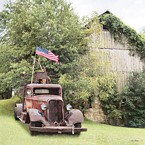 Lori Deiter LD2449 - LD2449 - Towing the Line - 12x12 Truck, Tow Truck, Antique, American Flag, Rusty Truck, Patriotic, Photography from Penny Lane