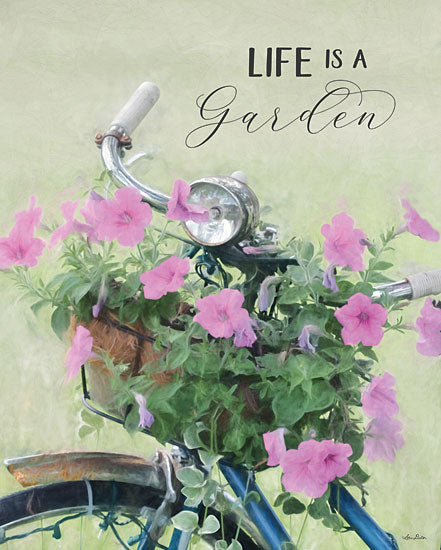 Lori Deiter LD2451 - LD2451 - Life is a Garden - 12x16 Life is a Garden, Bike, Bicycle, Flowers, Pink Flowers, Basket, Photography, Signs from Penny Lane
