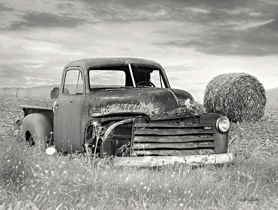 Lori Deiter LD2491 - LD2491 - Rustic Charm I - 16x12 Rustic, Truck, Hayfield, Haystacks, Autumn, Harvest, Photography, Black & White from Penny Lane