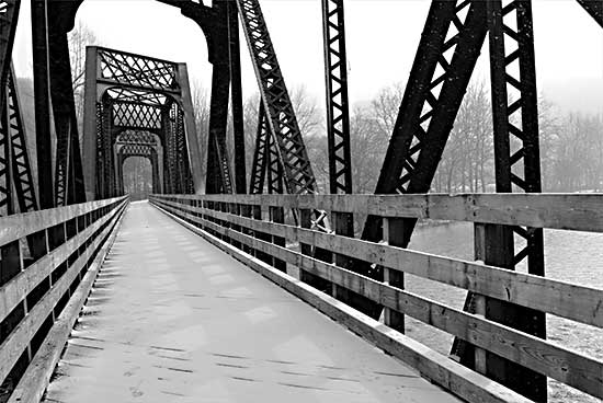 Lori Deiter LD2558 - LD2558 - Old Railroad Bridge - 18x12 Photography, Railroad Bridge, Bridge, Black & White, Landscape from Penny Lane