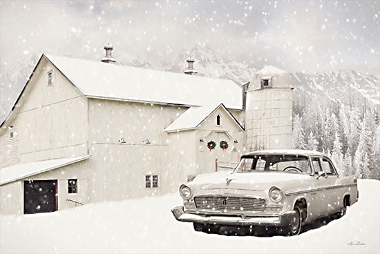 Lori Deiter LD2624 - LD2624 - New Yorker in the Snow     - 18x12 Barn, White Barn, Farm, Car, New Yorker, Winter, Snow, Photography from Penny Lane