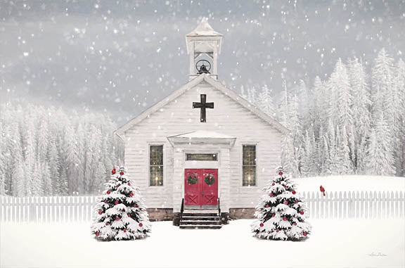 Lori Deiter LD2663 - LD2663 - Little White Church    - 18x12 Religious, Church, Winter, Landscape, Snow, Photography, Cottage/Country from Penny Lane
