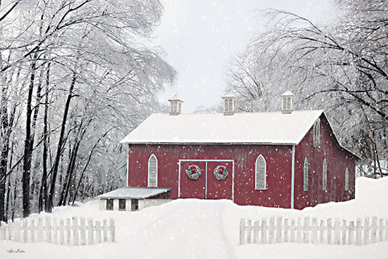 Lori Deiter LD2747 - LD2747 - Barn of Hearts - 18x12 Barn, Red Barn, Farm, Winter, Christmas, Holidays, Snow, Landscape from Penny Lane