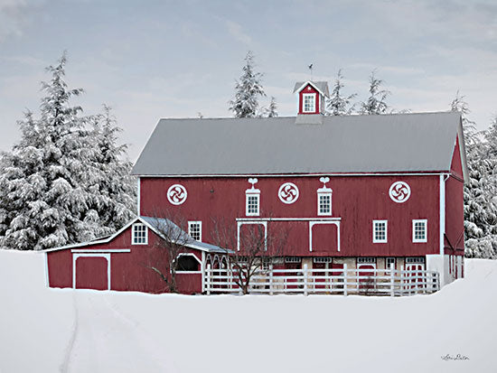 Lori Deiter LD2749 - LD2749 - Red Barn in the Pines - 18x12 Barn, Red Barn, Winter, Pine Trees, Snow, Farm, Photography from Penny Lane