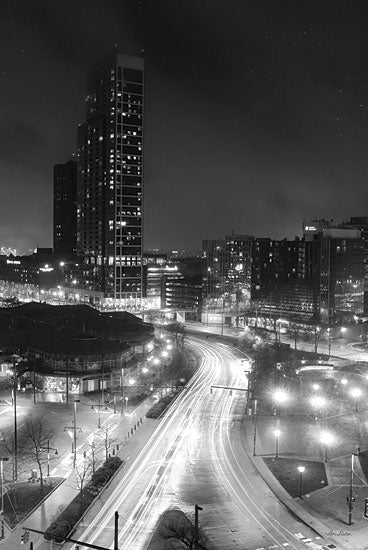 Lori Deiter LD2798 - LD2798 - Inner Harbor Lights I - 12x18 Photography, City, Baltimore, Maryland, City Streets, Cityscape, Black & White from Penny Lane