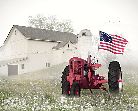 Lori Deiter LD2913 - LD2913 - Old Glory at the Barn - 16x12 Photography, Barn, Farm, American Flag, Patriotic, Tractor, Wildflowers from Penny Lane
