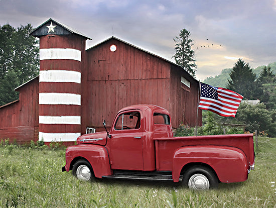 Lori Deiter LD2929 - LD2929 - Patriotic Farm - 16x12 Patriotic Farm, Barn, Farm, Truck, Red Truck, American Flag, Patriotic, Photography from Penny Lane