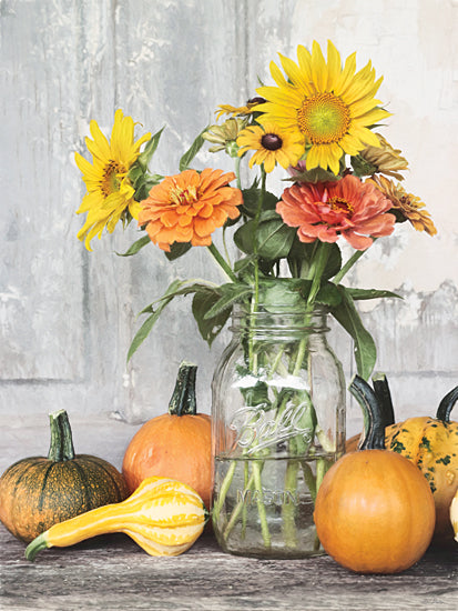 Lori Deiter LD2976 - LD2976 - Autumn Still Live - 12x16 Still Life, Fall, Autumn, Flowers, Pumpkins, Ball Jar, Gourds, Photography from Penny Lane