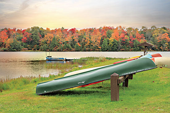 Lori Deiter LD3023 - LD3023 - Colorful Lake Jean - 18x12 Lake Jean, Pennsylvania, Lakes, Canoes, Fall, Autumn, Trees, Landscape, Photography from Penny Lane