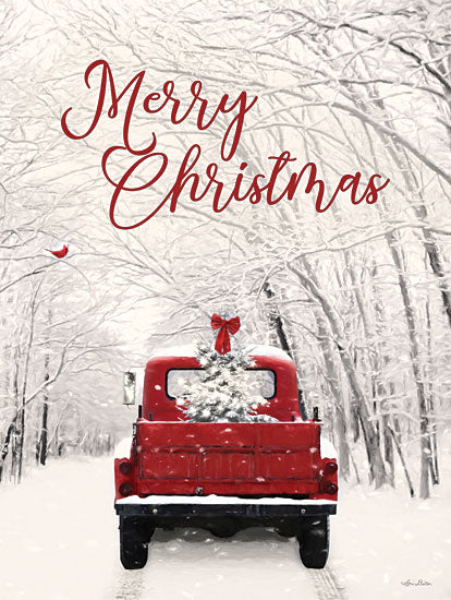 Lori Deiter LD3049 - LD3049 - Vintage Merry Christmas - 12x16 Truck, Red Truck, Winter, Christmas, Holidays, Merry Christmas, Snow, Road, Christmas Tree, Snow, Photography from Penny Lane