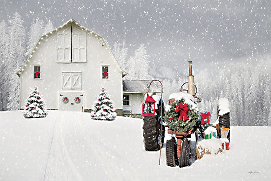 Lori Deiter LD3092 - LD3092 - Snowy Country Christmas Wishes - 18x12 Christmas, Holidays, Tractor, Decorations, Barn, Farm, Winter, Snow, Photography from Penny Lane