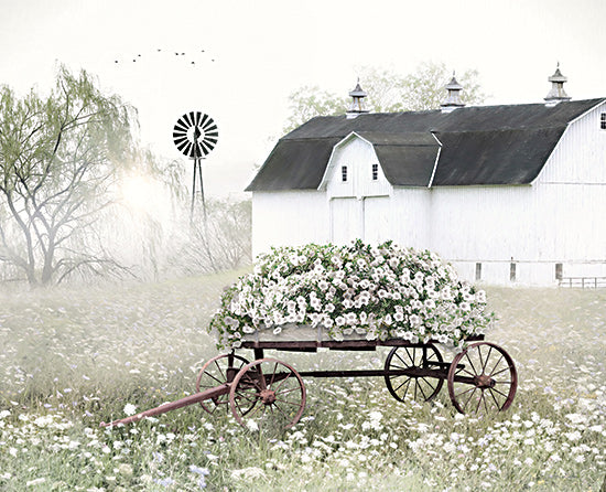 Lori Deiter LD3107 - LD3107 - Summer in White - 16x12 Barn, Farm, Flowers, Wagon, Wildflowers, Photography, Windmill, White Flowers from Penny Lane