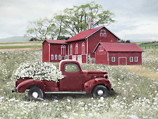 Lori Deiter LD3148 - LD3148 - Spring at the Barn - 16x12 Photography, Barn, Red Barn, Farm, Wildflowers, White Flowers, Truck, Red Truck,, Landscape, Spring, Farmhouse/Country from Penny Lane