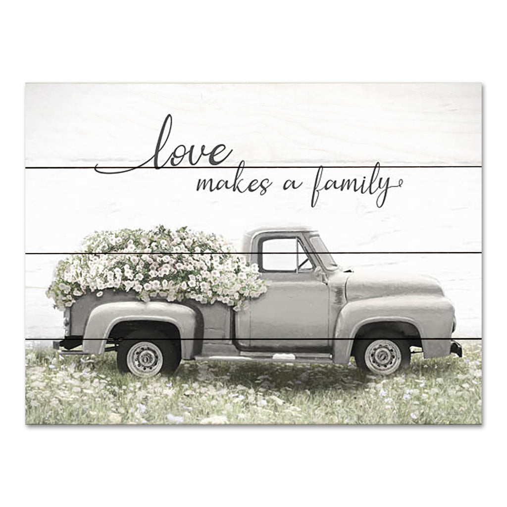 Lori Deiter LD3152PAL - LD3152PAL - Love Makes a Family - 16x12 Truck, Flower Truck, Flowers, Photography, Love Makes a Family, Typography, Signs, Wildflowers, Vintage Truck from Penny Lane