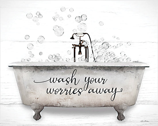 Lori Deiter LD3158 - LD3158 - Wash Your Worries Away Bathtub - 16x12 Bath, Bathroom, Bathtub, Bubbles, Wash Your Worries Away, Typography, Signs, Textual Art from Penny Lane
