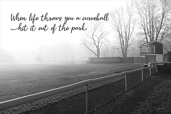 Lori Deiter LD3175 - LD3175 - Curveball - 18x12 Photography, Baseball, Baseball Field, Inspirational, When Life Throws You a Curveball, Typography, Signs, Textual Art, Black & White from Penny Lane