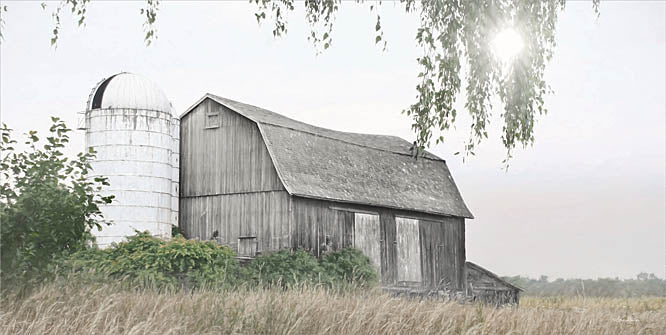 Lori Deiter LD3190 - LD3190 - Foggy Watkins Glen Farm - 18x9 Photography, Barn, Gray  Barn, Farm, Silo, Wheat Field, Landscape from Penny Lane