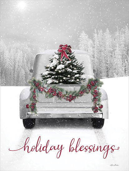 Lori Deiter LD3206 - LD3206 - Holiday Blessings Vintage Truck - 12x16 Christmas, Holidays, Holiday Blessings, Typography, Signs, Textual Art, Photography, Winter, Truck, Truck Bed, Christmas Tree, Forest from Penny Lane
