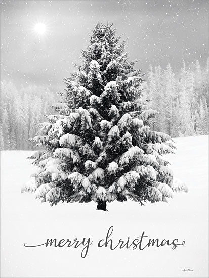Lori Deiter LD3207 - LD3207 - Merry Christmas Snowy Tree - 12x16 Christmas, Holidays, Merry Christmas, Typography, Signs, Textual Art, Photography, Winter, Christmas Tree, Forest from Penny Lane