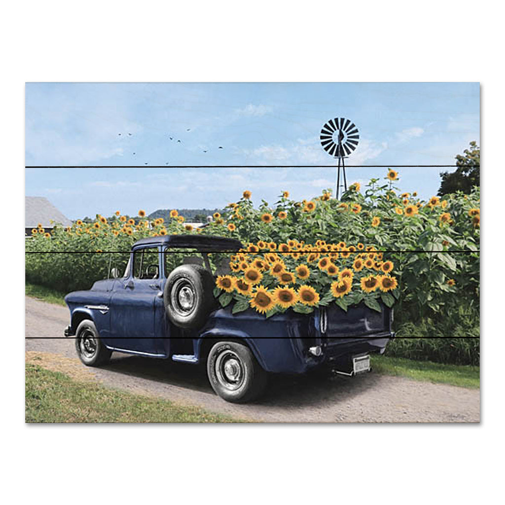 Lori Deiter LD3234PAL - LD3234PAL - Sunny Days and Sunflowers - 16x12 Truck, Sunflowers, Flowers, Fall, Windmill, Farm, Sunflower Farm, Photography,  Road from Penny Lane