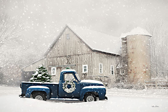Lori Deiter LD3253 - LD3253 - Winter in NY - 18x12 Christmas, Holidays, Barn, Farm, Winter, Truck, Blue Truck, Christmas Tree, Snow, Farmhouse/Country from Penny Lane
