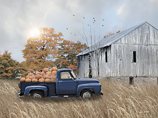 Lori Deiter LD3262 - LD3262 - Jonestown Pumpkin Barn    - 16x12 Photography, Fall, Farm, Pumpkins, Barn, Truck, Blue Truck, Tree, Wheat Field, Landscape, Farmhouse/Country from Penny Lane