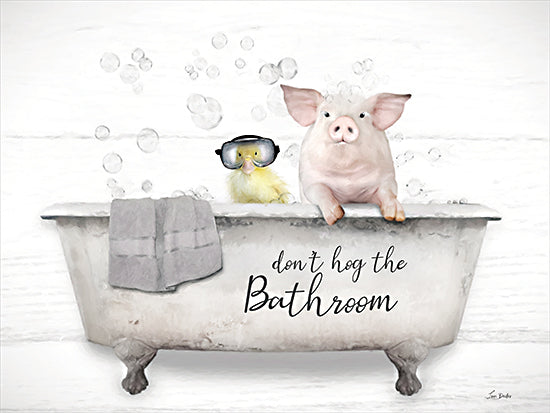 Lori Deiter LD3310 - LD3310 - Don’t Hog the Bathroom - 16x12 Whimsical, Bathroom, Bath, Bathtub, Pig, Duck, Don't Hog the Bathroom, Typography, Signs, Textual Art, Bubbles from Penny Lane