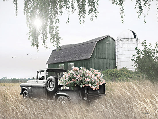 Lori Deiter LD3316 - LD3316 - Green Flower Farm - 16x12 Barn, Green Barn, Farm, Truck, Black Truck, Flower Truck, Flowers, Pink Flowers, Wheat Fields, Photography, Silo from Penny Lane