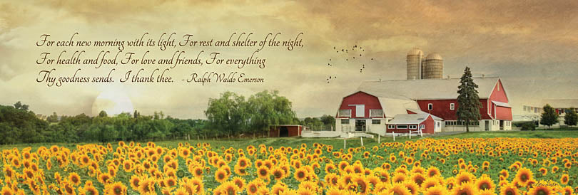 Lori Deiter LD425 - LD425 - I Thank Thee - 36x12 Thankful, Sunflower, Ralph Waldo Emerson, Barn, Farm, Fields  from Penny Lane