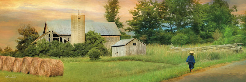 Lori Deiter LD801 - LD801 - Amish Barefoot Farmer - 36x12 Barn, Farm, Amish, Boy, Haybales, Harvest, Autumn, Religious, Roads from Penny Lane