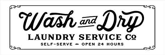 lettered & lined LET1062A - LET1062A - Wash and Dry Laundry Service Co. - 36x12 Laundry, Laundry Room, Wash and Dry Laundry  Service Co, Typography, Signs, Textual Art, Black & White from Penny Lane