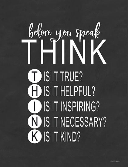 lettered & lined LET123 - LET123 - Think Before You Speak - 12x16 Think Before You Speak, Questions, Motivational, Black & White, Signs from Penny Lane