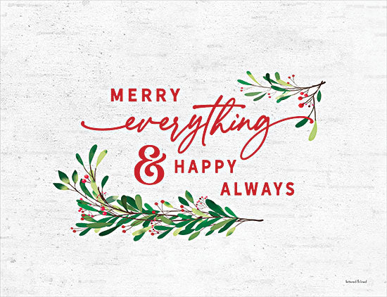 lettered & lined LET182 - LET182 - Merry Everything & Happy Always - 16x12 Merry Everything, Happy Always, Holly, Berries, Christmas, Holidays, Signs from Penny Lane