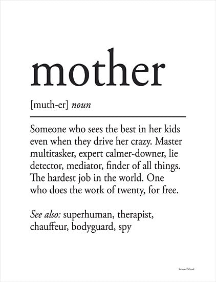 lettered & lined LET191 - LET191 - Mother Definition - 12x16 Mother Definition, Mom, Family, Humor, Typography, Signs from Penny Lane