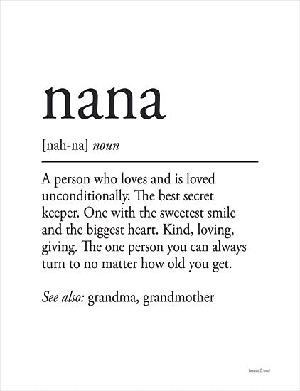 lettered & lined LET193 - LET193 - Nana Definition - 12x16 Nana Definition, Nana, Family, Humor, Typography, Signs from Penny Lane