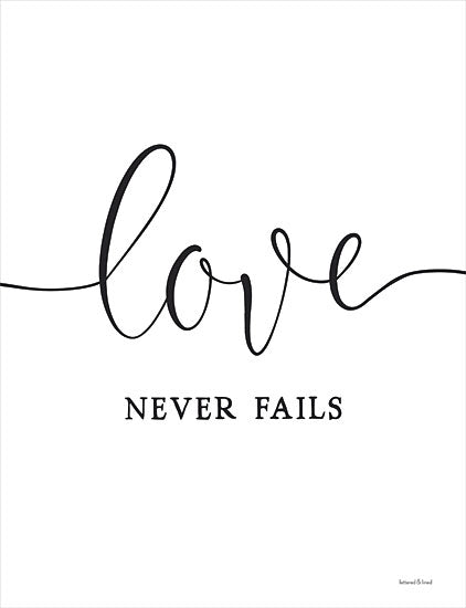 lettered & lined LET204 - LET204 - Love Never Fails - 12x16 Love Never Fails, Love, Calligraphy, Black & White, Signs from Penny Lane