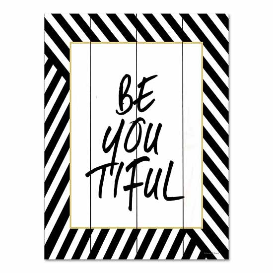 lettered & lined LET283PAL - LET283PAL - Be-YOU-tiful - 12x16 Be You, Beautiful You, Motivational, Typography, Border, Black & White, Signs from Penny Lane